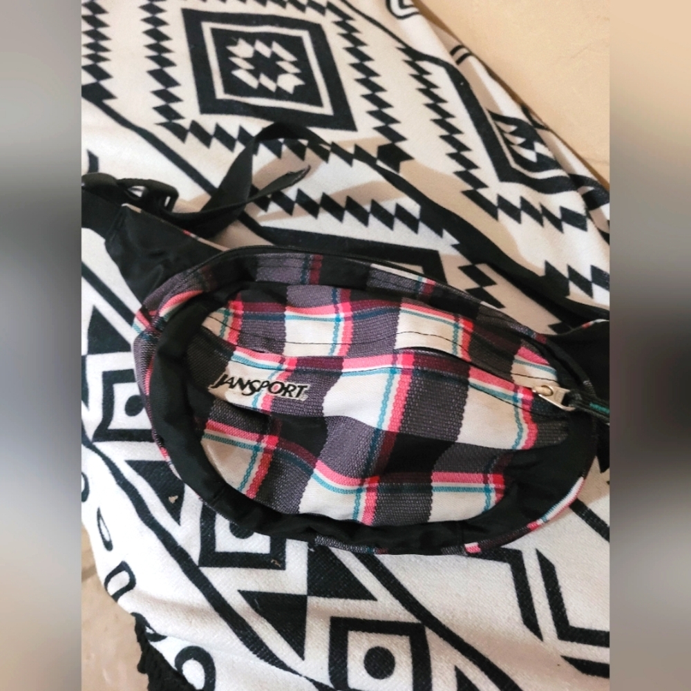 Vintage Jansport Fannypac Bag Plaid
